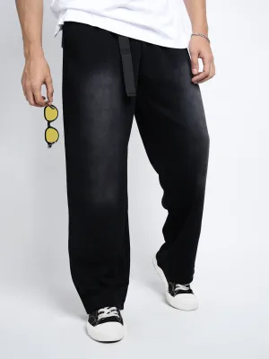 Men's Black Relaxed Fit Trousers Comfy Movement Fit FadeResistantTreatment