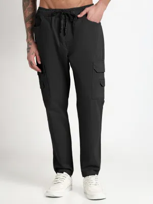 Men's Black Slim Fit Joggers with Side Pocket Weather Ready Perfectly Fit