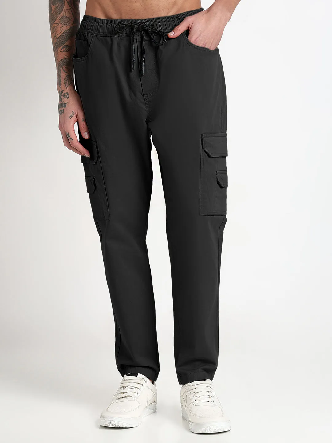 Men's Black Slim Fit Joggers with Side Pocket Weather Ready Perfectly Fit