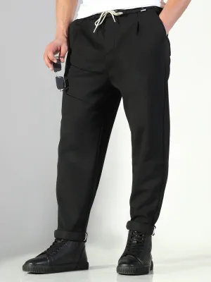 Weekend Wear Men's Black Solid Korean Trousers