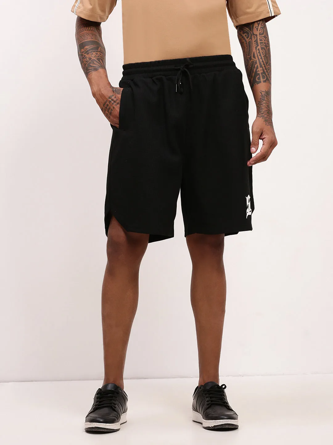 sustainable product Men's Black Solid Regular Fit Shorts