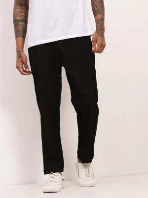 Men's Black Solid Slim Fit Trousers FlameRetardantTreatment