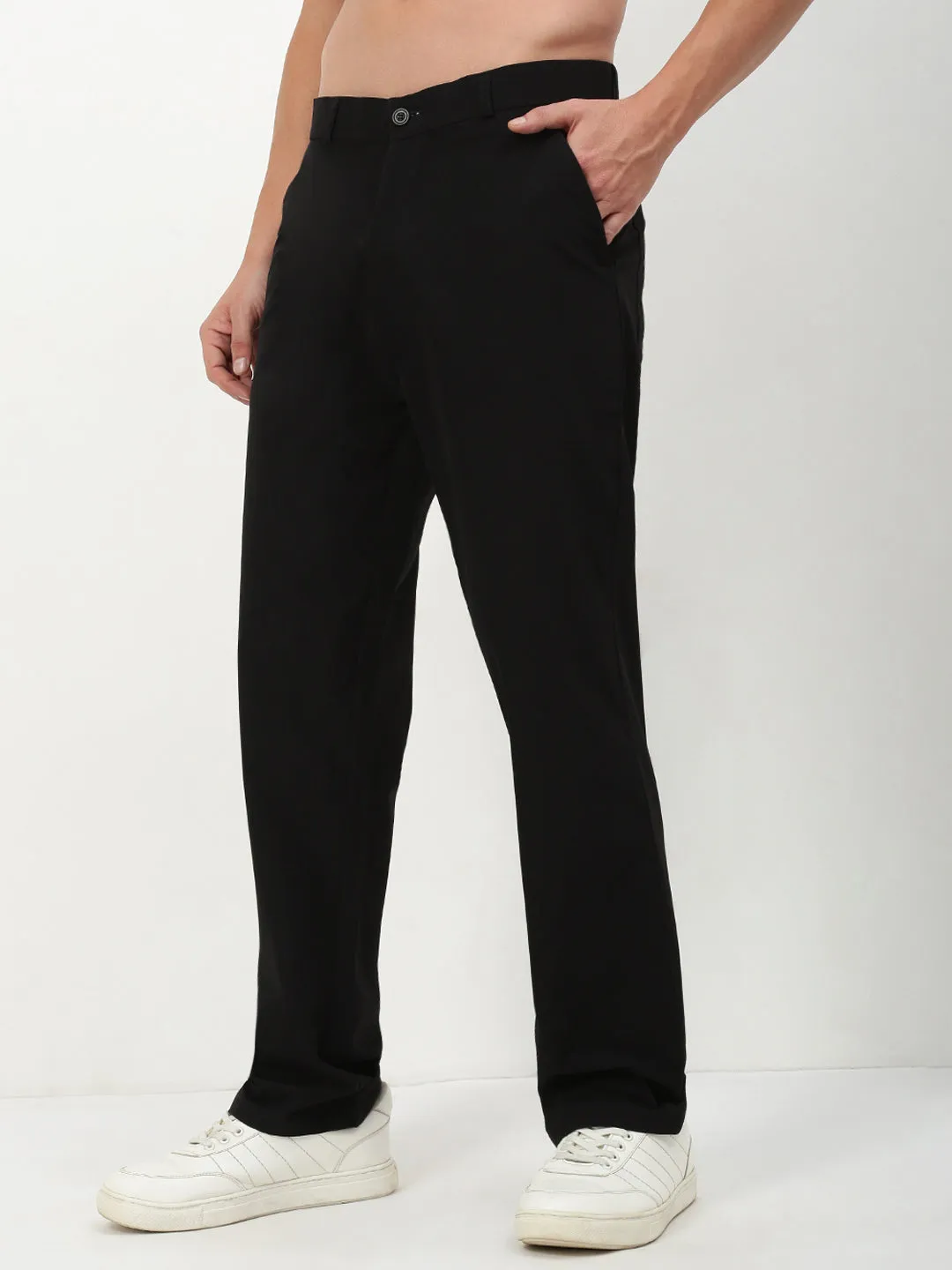 City Ready Stretch Motion Men's Black Solid Trousers