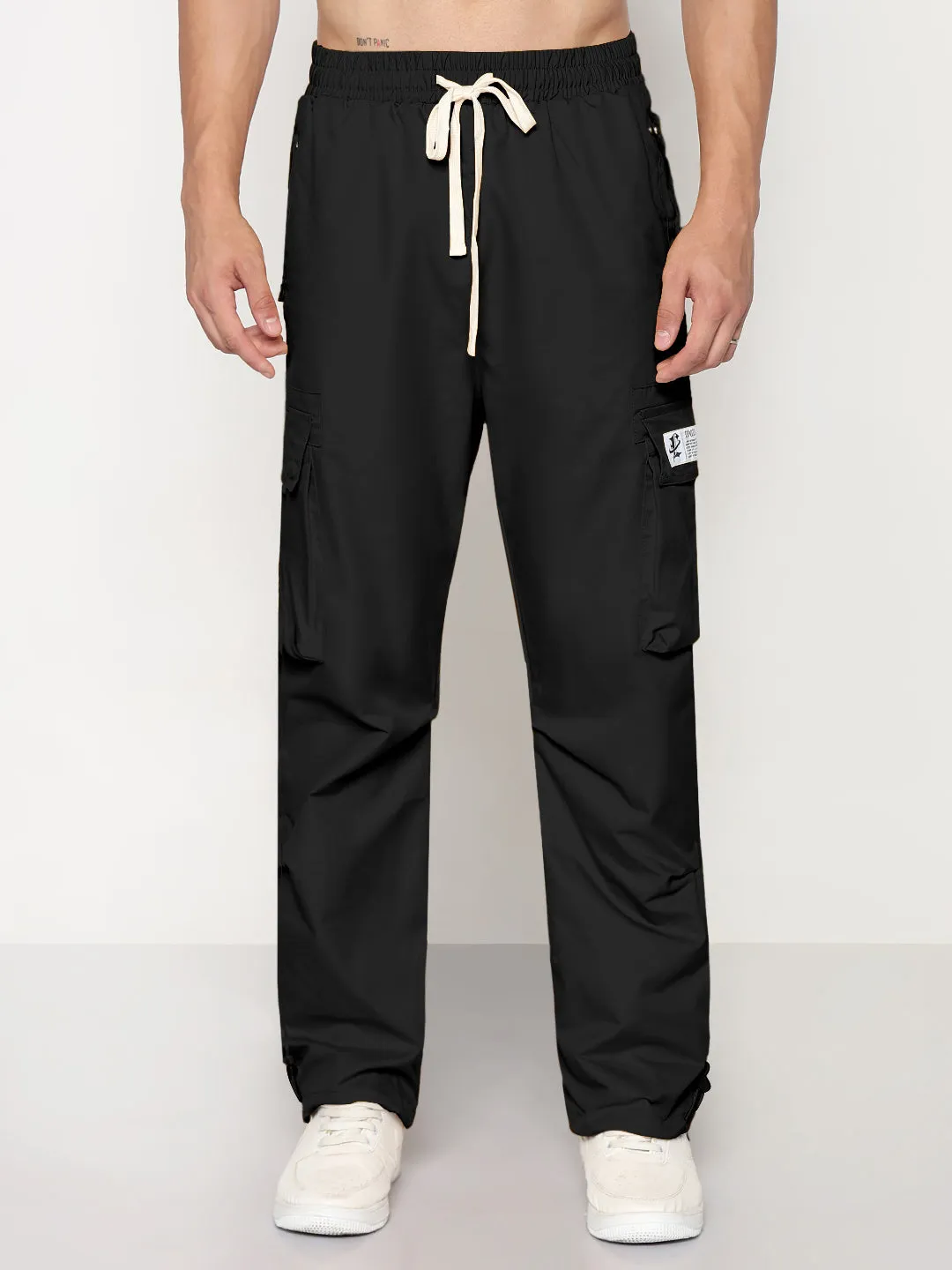 Men's Black Straight Fit Cargos Movement Support