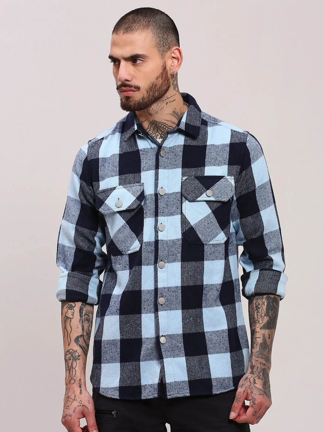 Sport Flex Men's Blue Checked Shacket