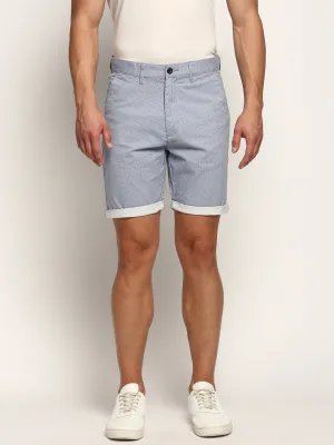 Breezy Flex prom night Men's Blue Micro Ditsy Printed Mid-Raise Cotton Casual Shorts