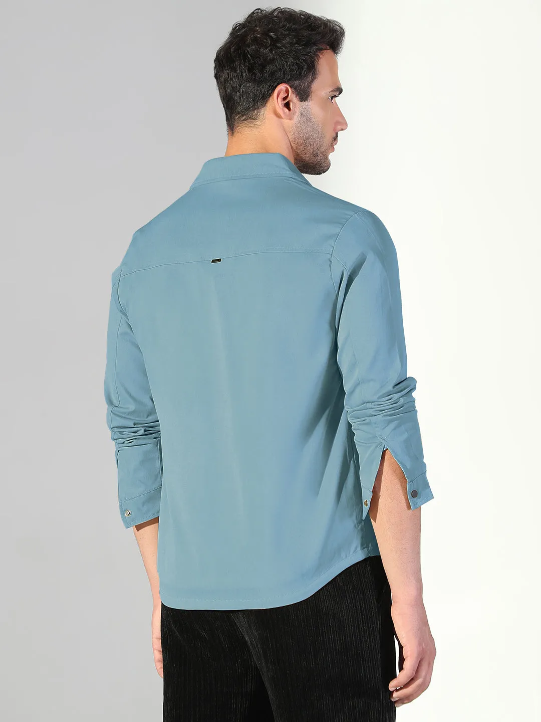 Seasonal Trend Comfy Essentials Men's Blue Snap Button Regular Fit Shacket