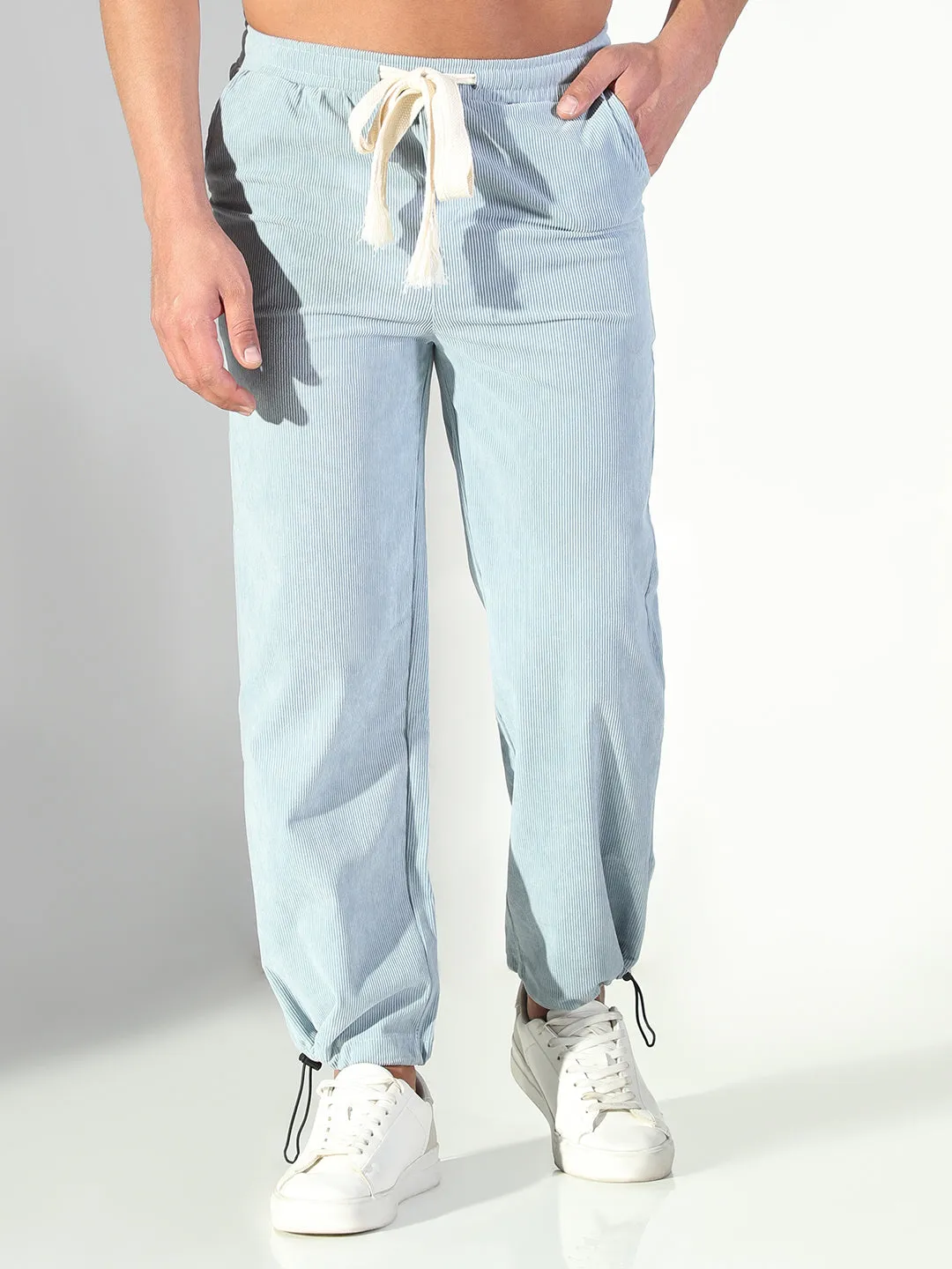 Slim Wear Design Men's Blue Solid Straight Fit Trousers