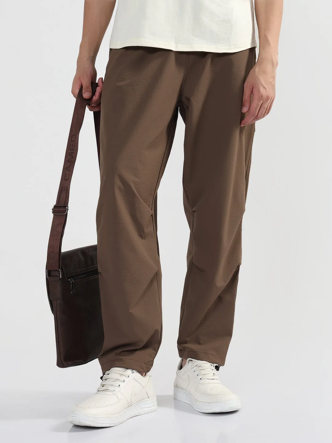 Men's Brown Relaxed Fit Trouser Flexible Use Chic Vibe