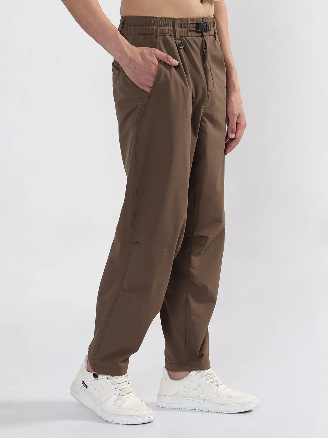 Layering Essential Breathable Lining Men's Brown Relaxed Fit Trouser
