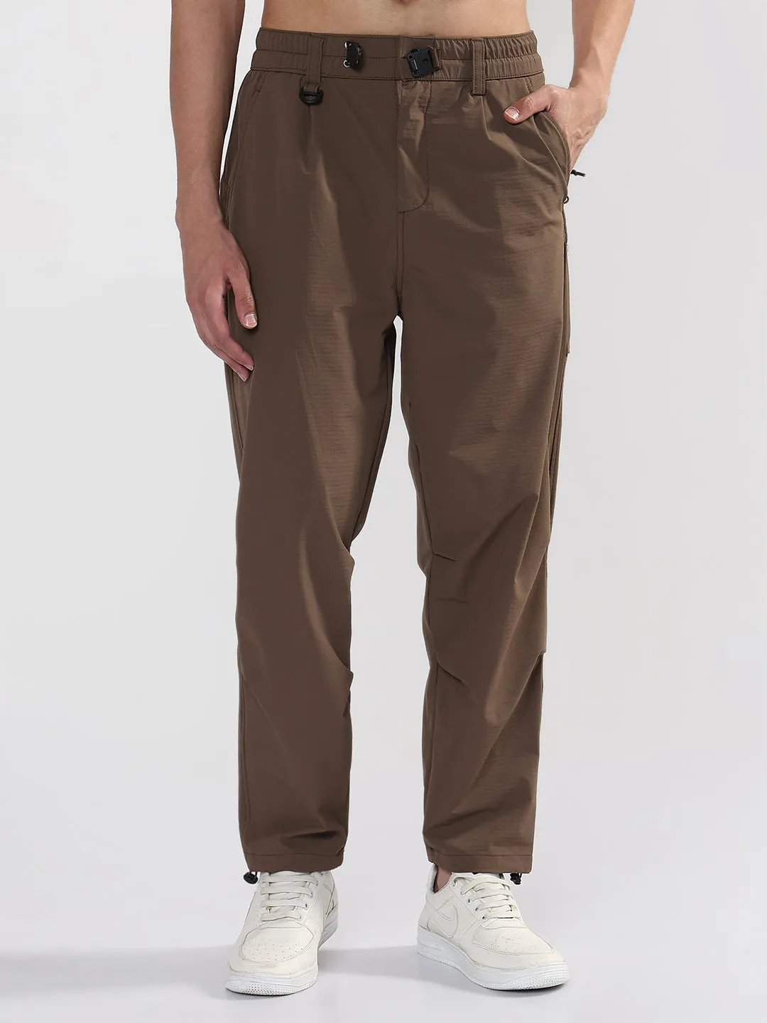 Slimline Fit Yoga Ready Men's Brown Relaxed Fit Trouser