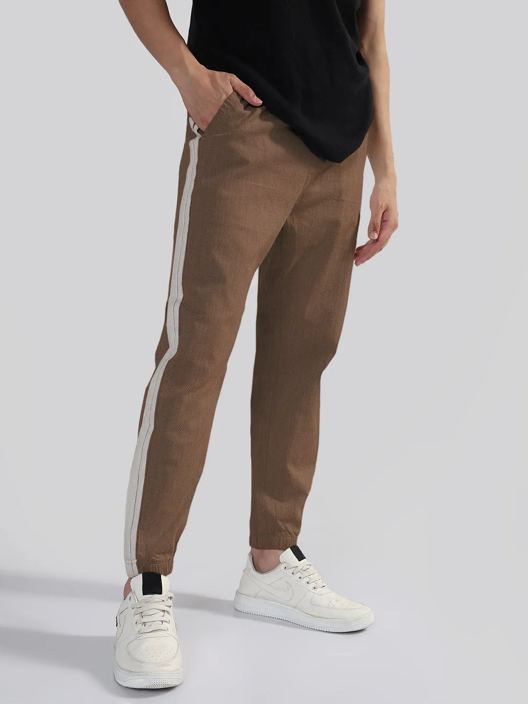 Men's Brown Slim Fit Joggers Easy Wear
