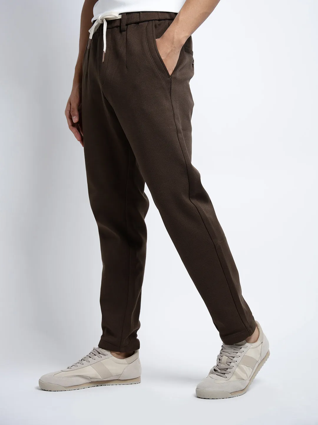 Trendy Comfort Stay Dry Men's Brown Slim Fit Trousers