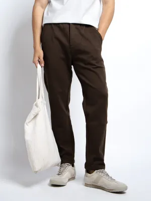 Men's Brown Slim Fit Trousers No Wrinkle Sleek Design