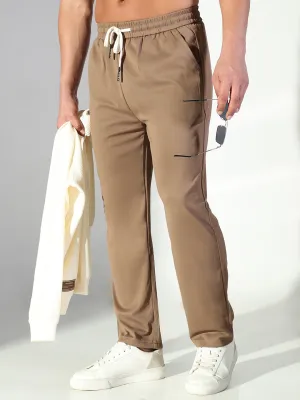 Men's Brown Solid Trousers Urban Cool Universal Fit System