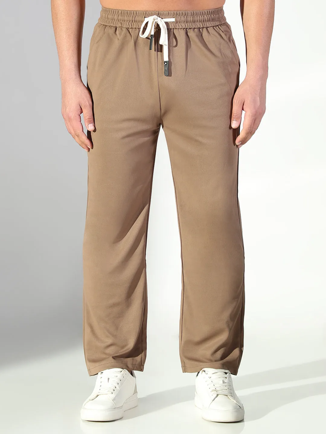 QuickReleaseBuckle Men's Brown Solid Trousers