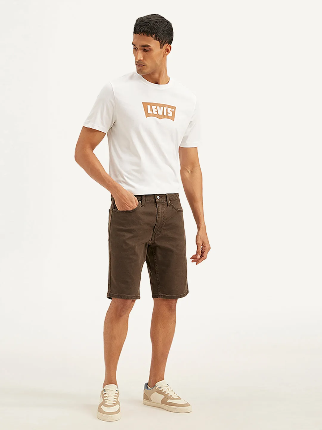 Men's Brown Tapered Shorts handmade touch