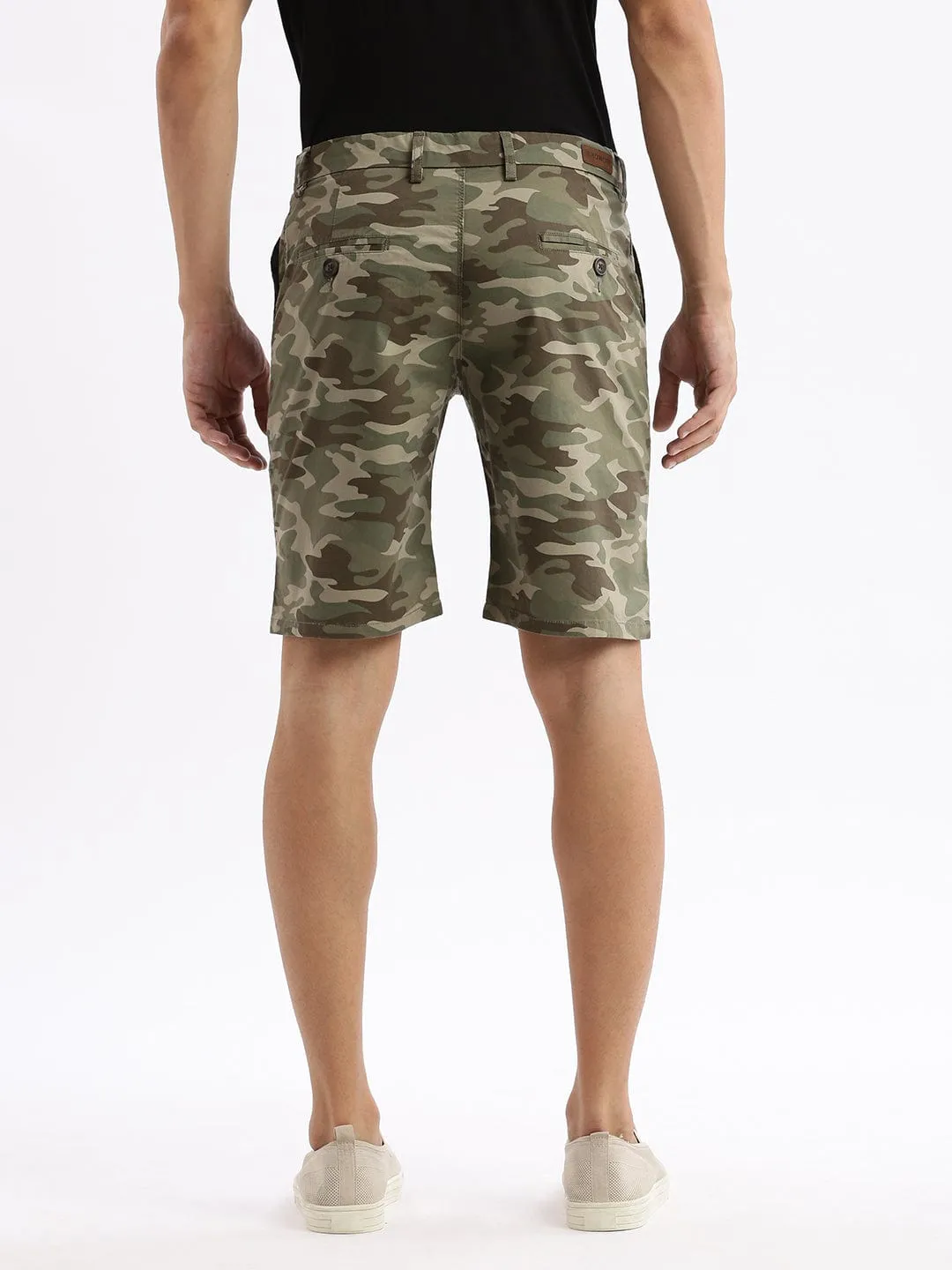 Lace trim Durable Material Men's Camouflage Olive Cotton Shorts