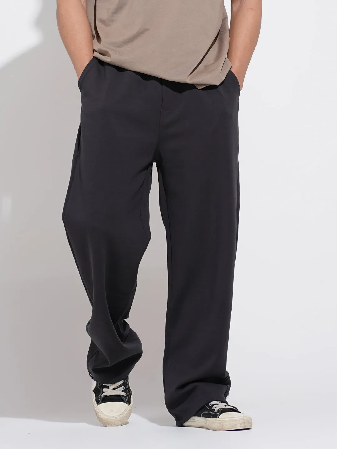 Compression Support Lining Men's Charcoal Straight Fit Trousers
