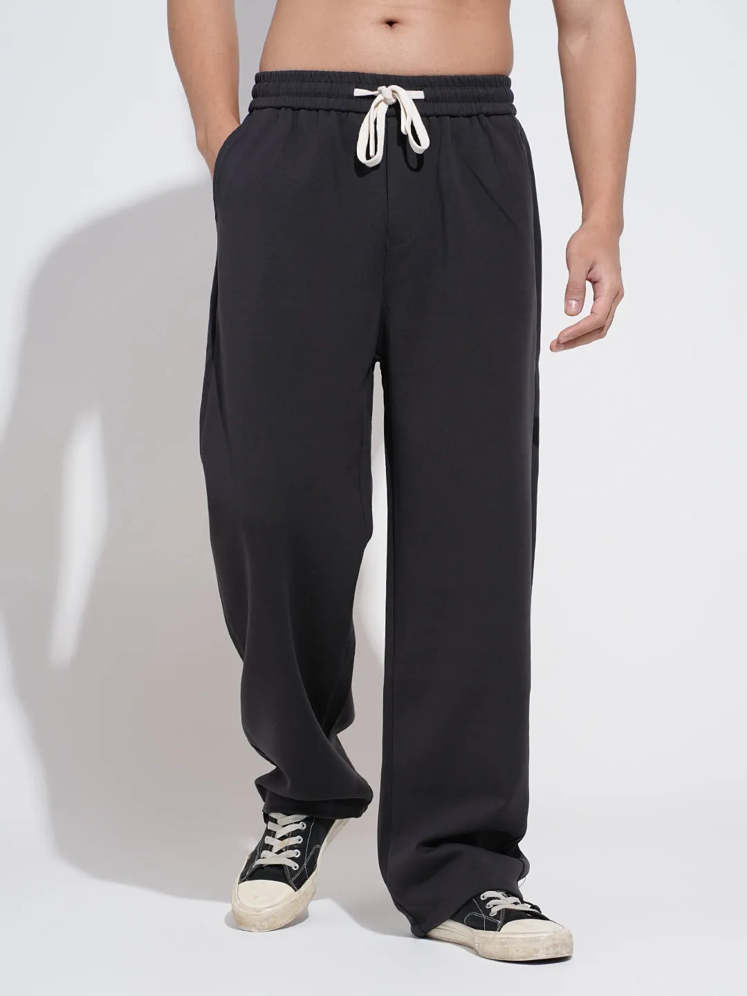 Men's Charcoal Straight Fit Trousers No Pinch Weather Ready