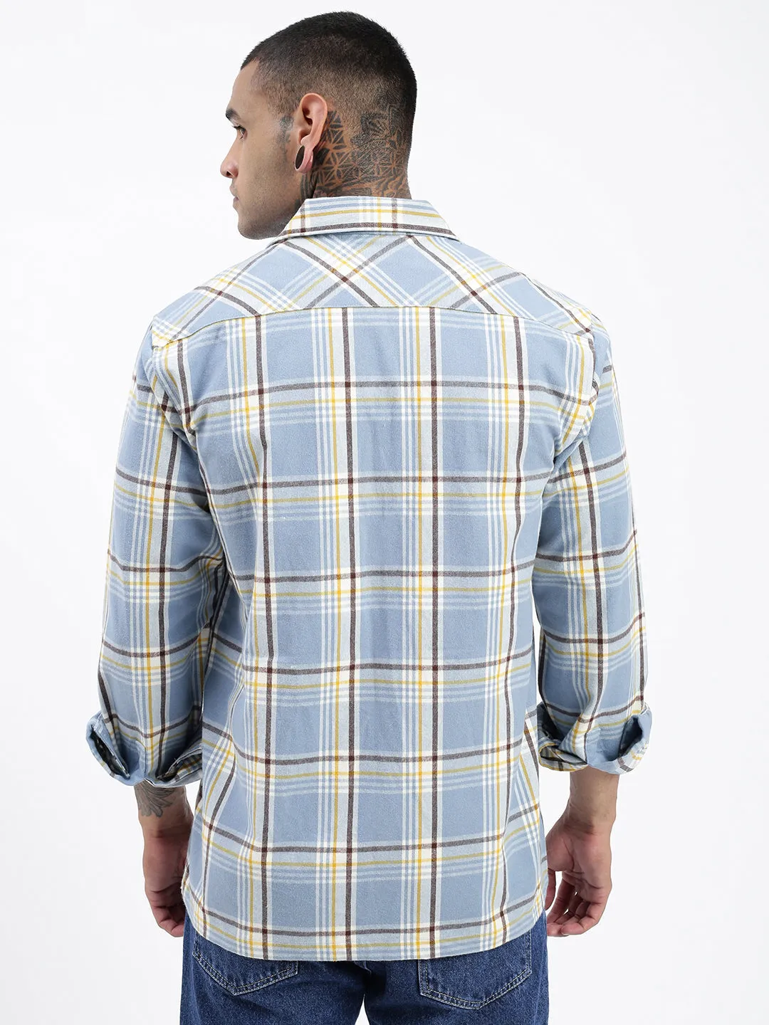 Men's Checked Blue Shacket Chilly Style