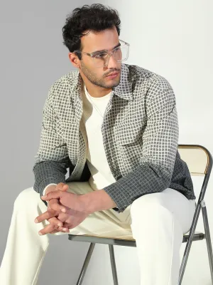 Men's Checks Ombre Grey Shacket Fresh Comfort Style TaglessDesign