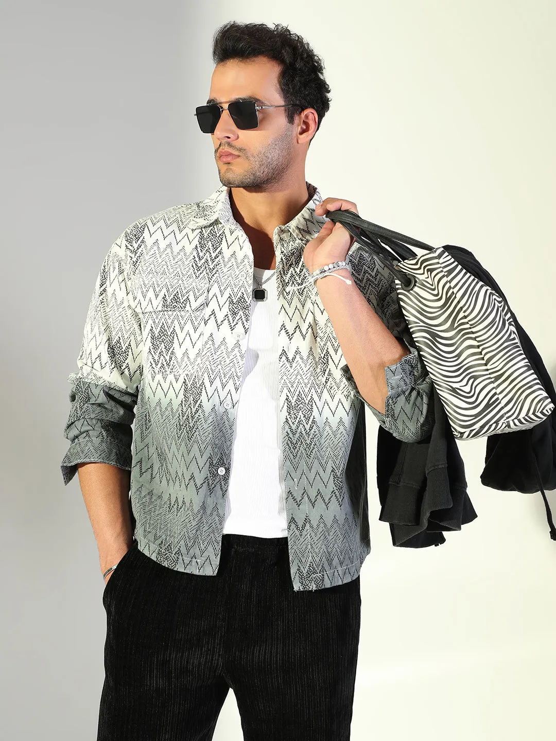 Street Ready Comfort Stretch Men's Chevron White Shacket