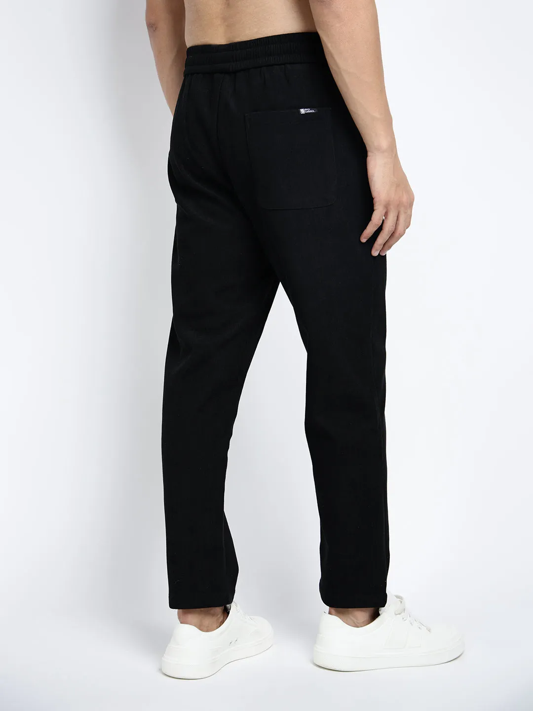 Men's Corduroy Black Tapered Fit Trousers Quick Move