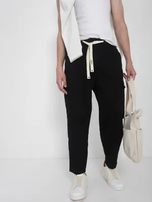 Men's Cotton Black Cargo Trousers Performance Support