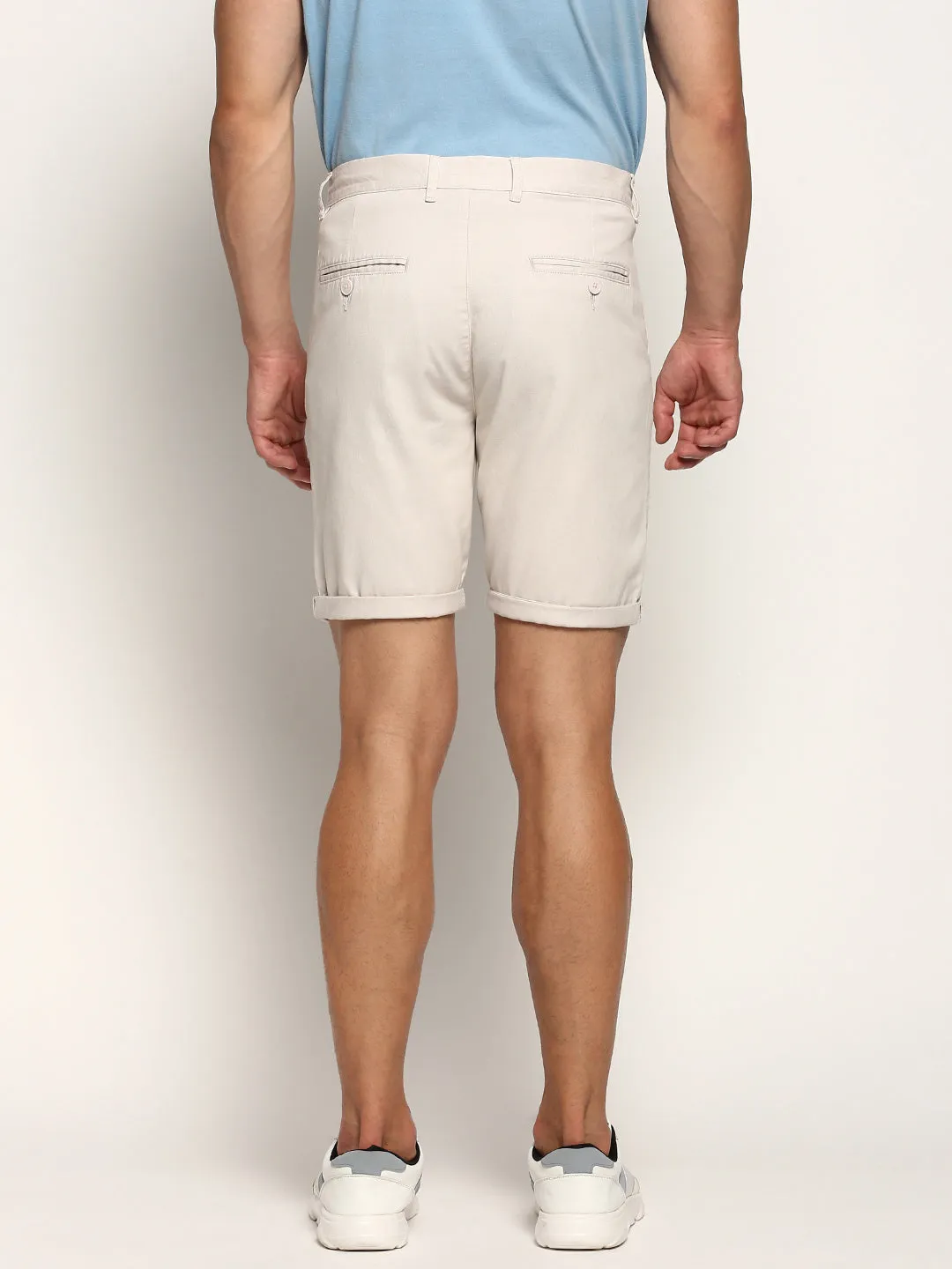 Non Irritating Tagless Men's Cream Mid-Raise Cotton Chino Shorts