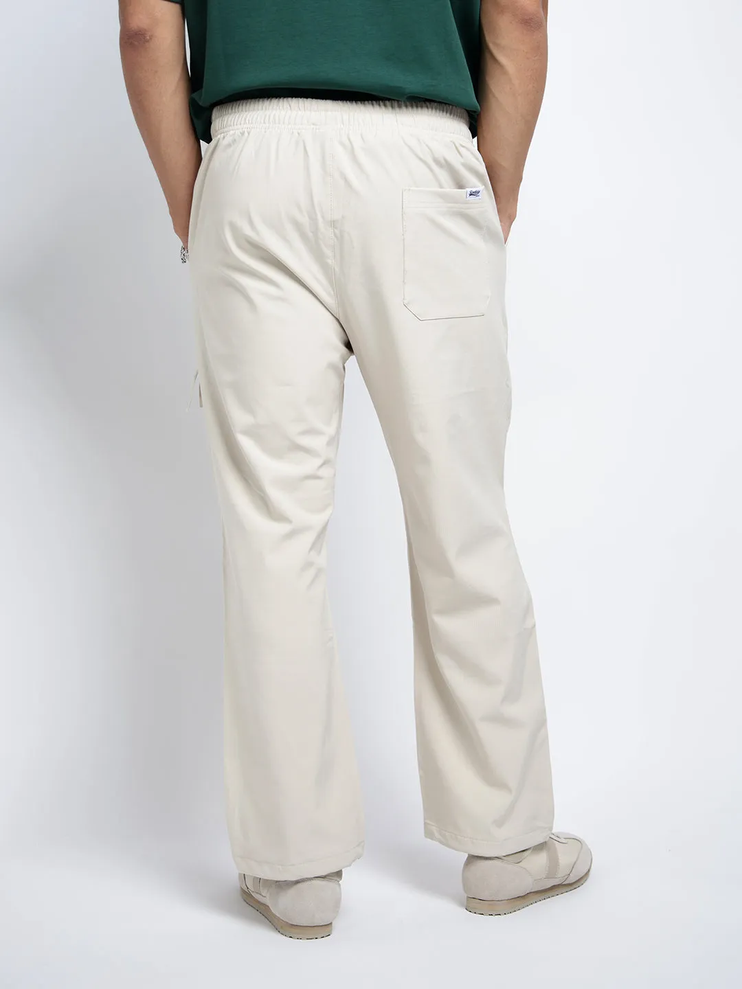 Men's Cream Relaxed Fit Cargo Trousers Quick-Dry Material