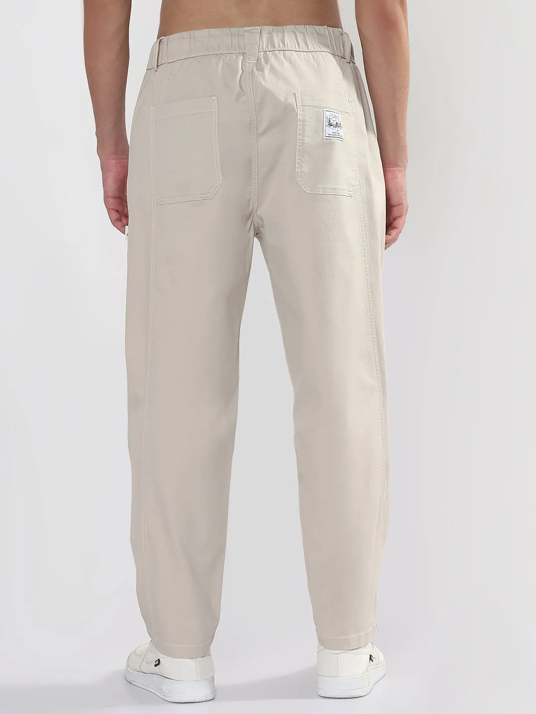 Men's Cream Relaxed Fit Trouser No Sagging Freedom Fit