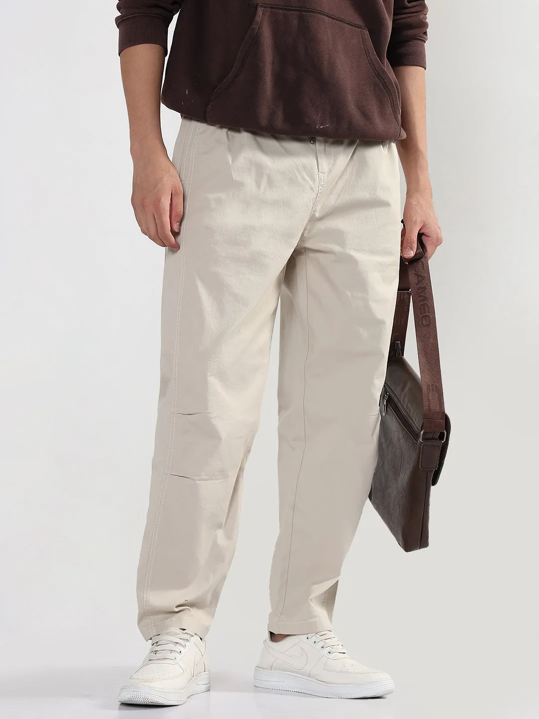 Cozy Essentials Men's Cream Relaxed Fit Trouser