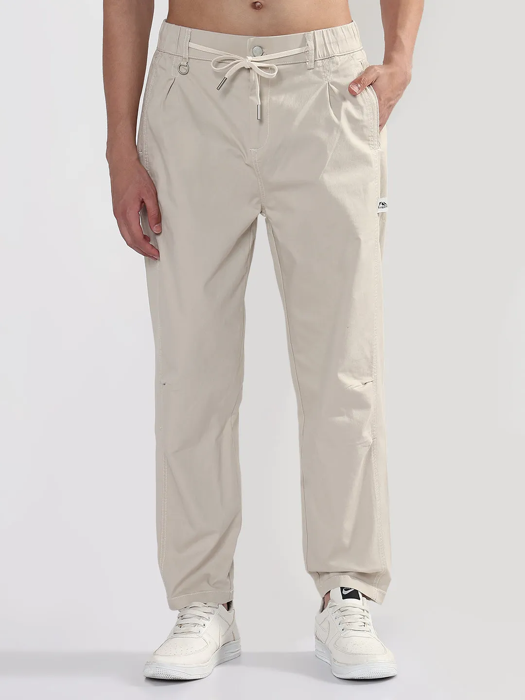 Men's Cream Relaxed Fit Trouser Movement Flex