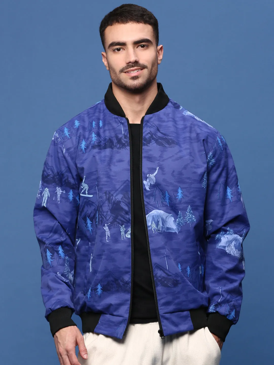 Light Day Jacket Men's Graphic Blue Bomber Jacket