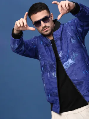 FlexFoldPackaging Men's Graphic Blue Bomber Jacket