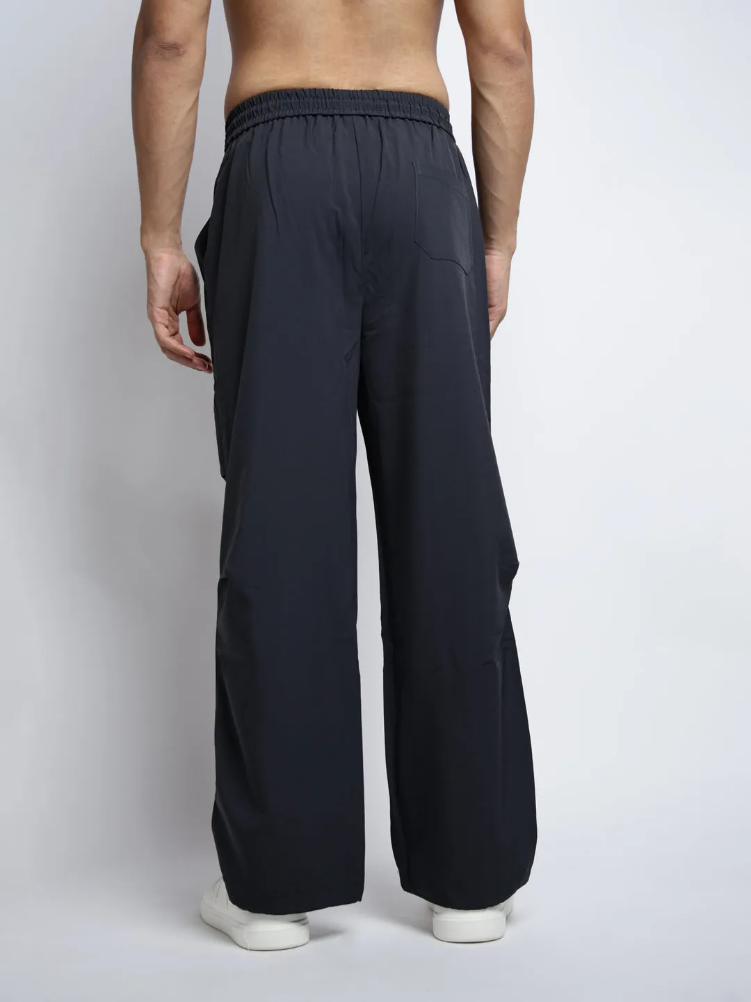 Men's Grey Loose Fit Parachute Trousers Neutral Style