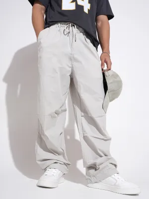 Comfy Fit Men's Grey Loose Fit Parachute Trousers