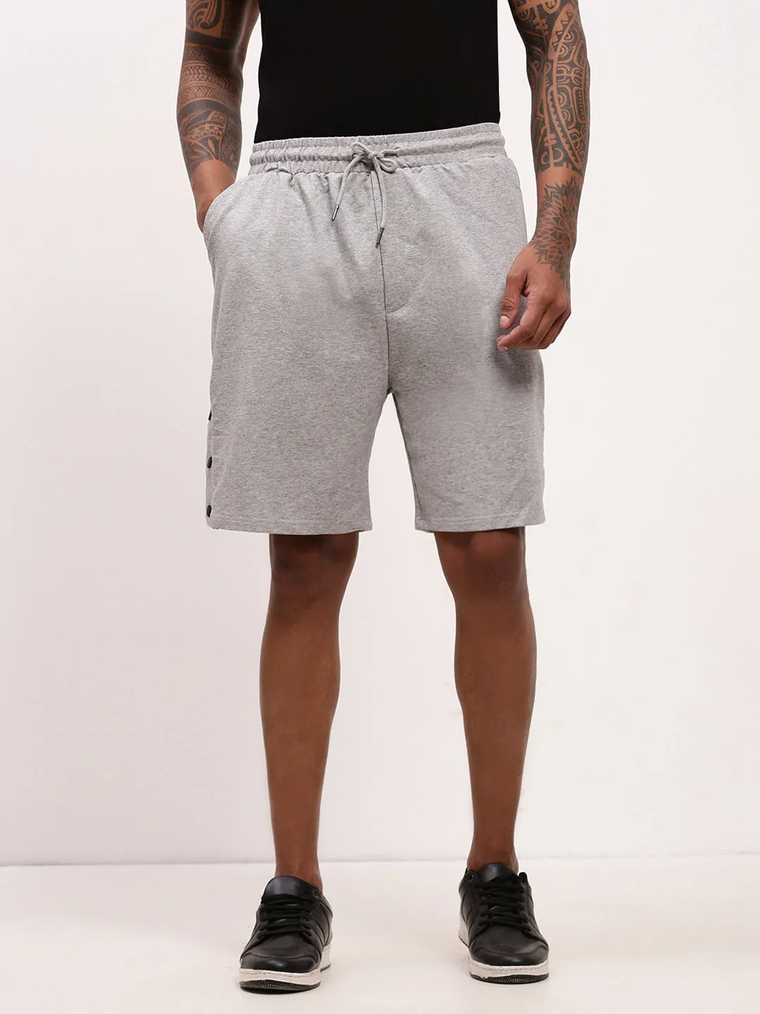 Men's Grey Mid-Rise Shorts Christmas gift