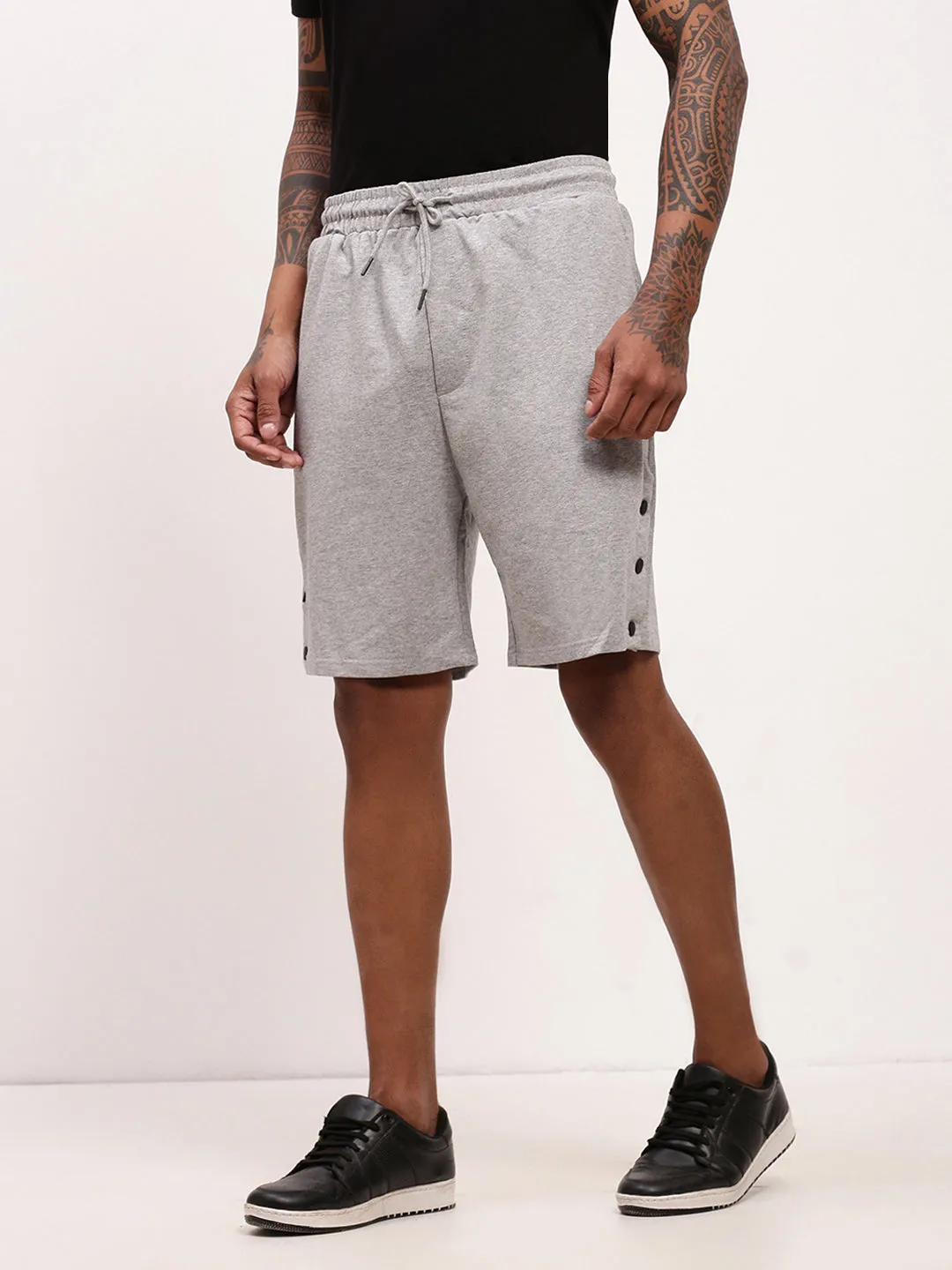 food industry Men's Grey Mid-Rise Shorts