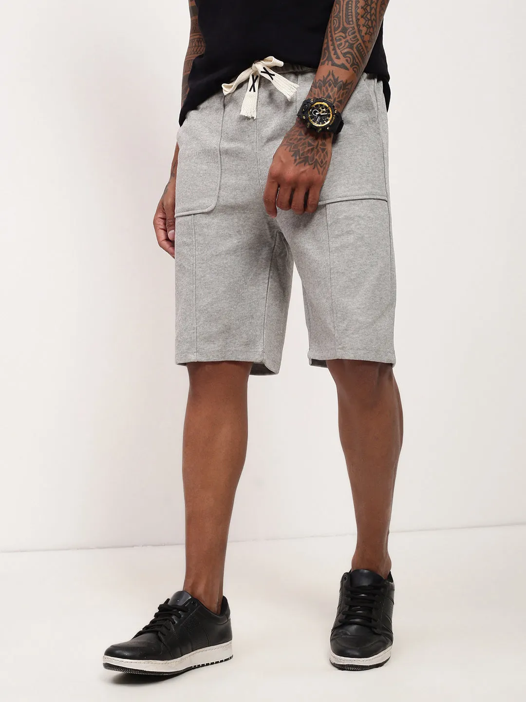 Versatile Styling housewarming gift Men's Grey Regular Fit Shorts