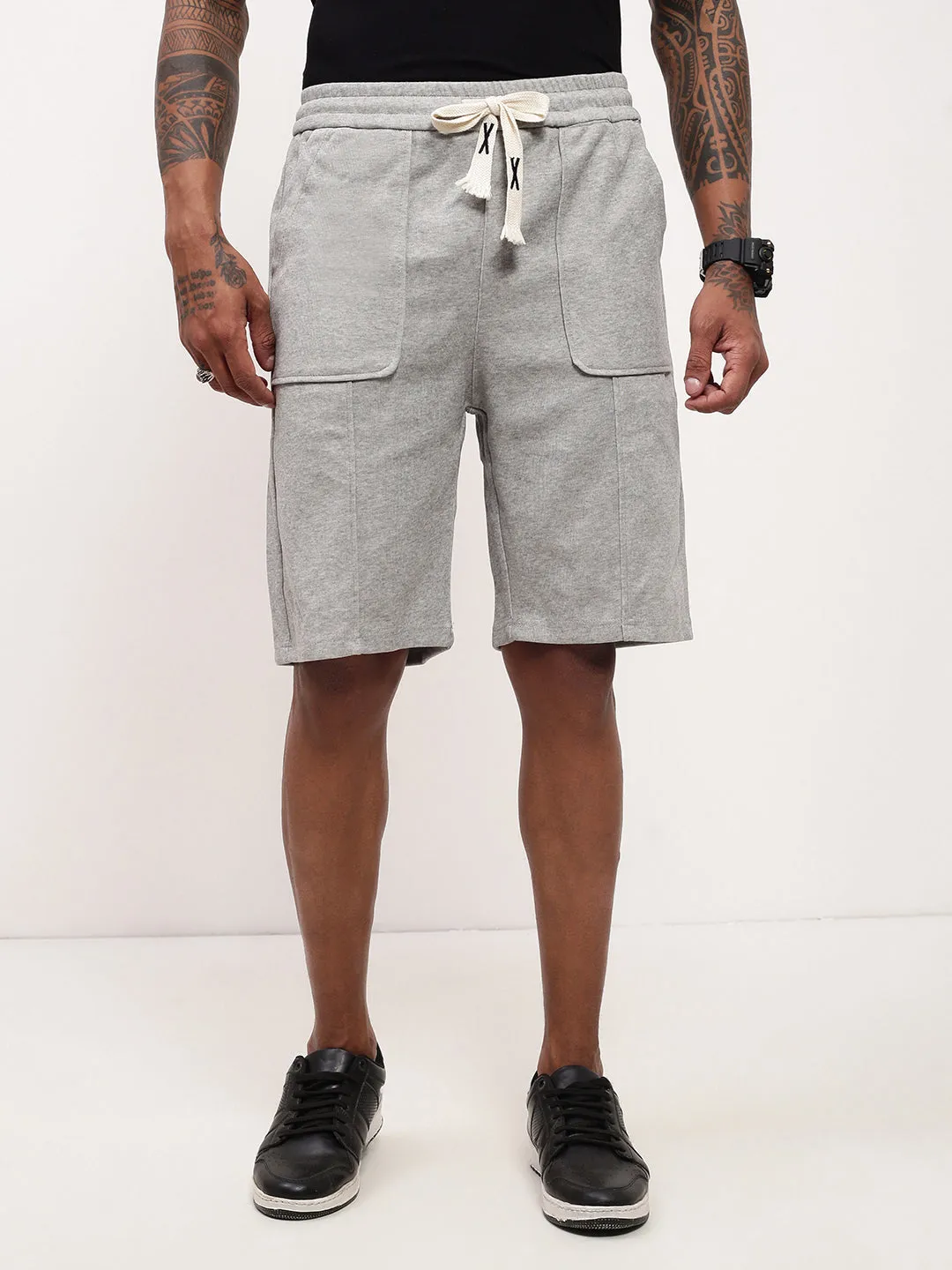 Quick Release Closure Men's Grey Regular Fit Shorts