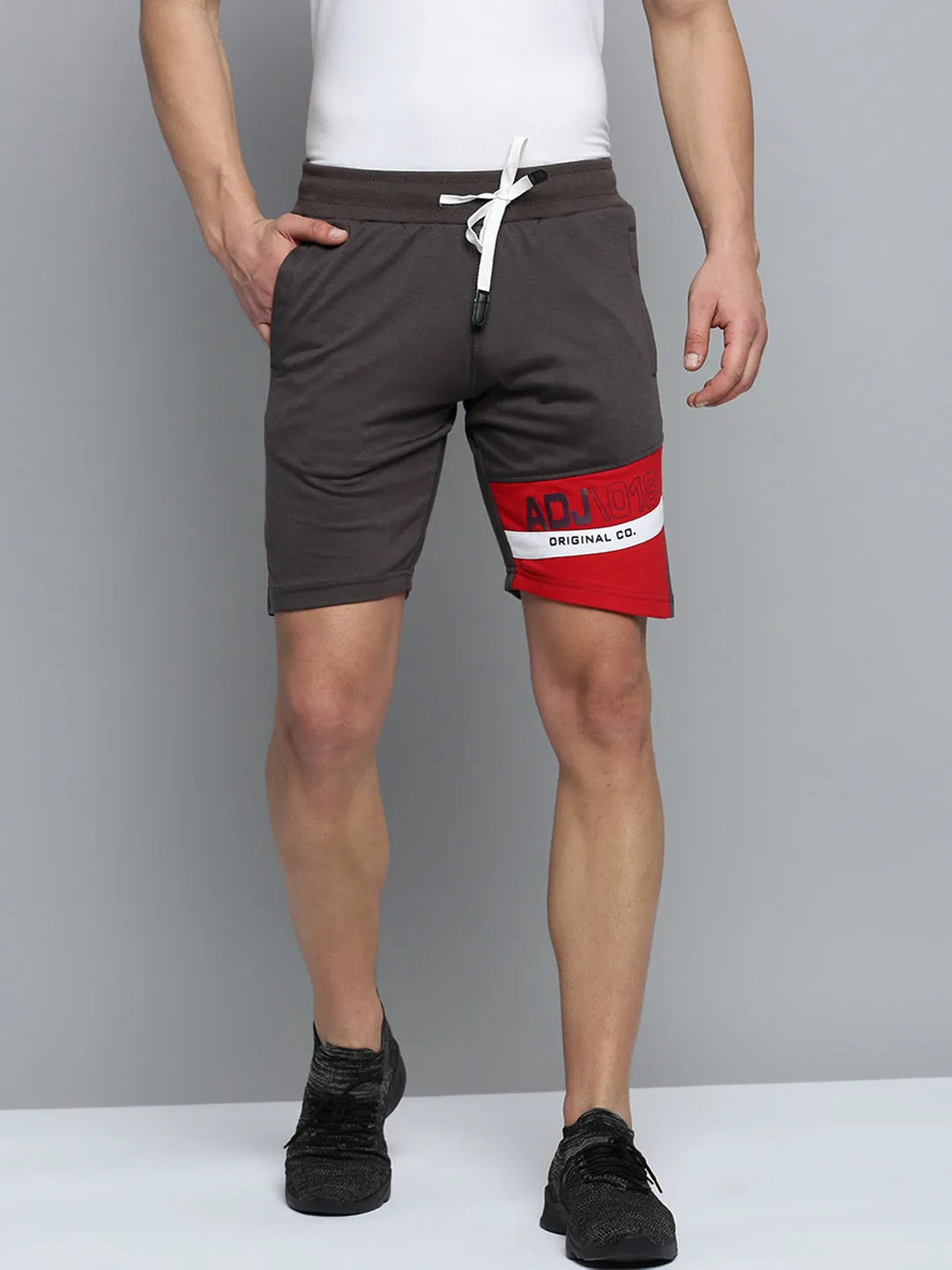 Men's Grey Regular Fit Sports Shorts clean look