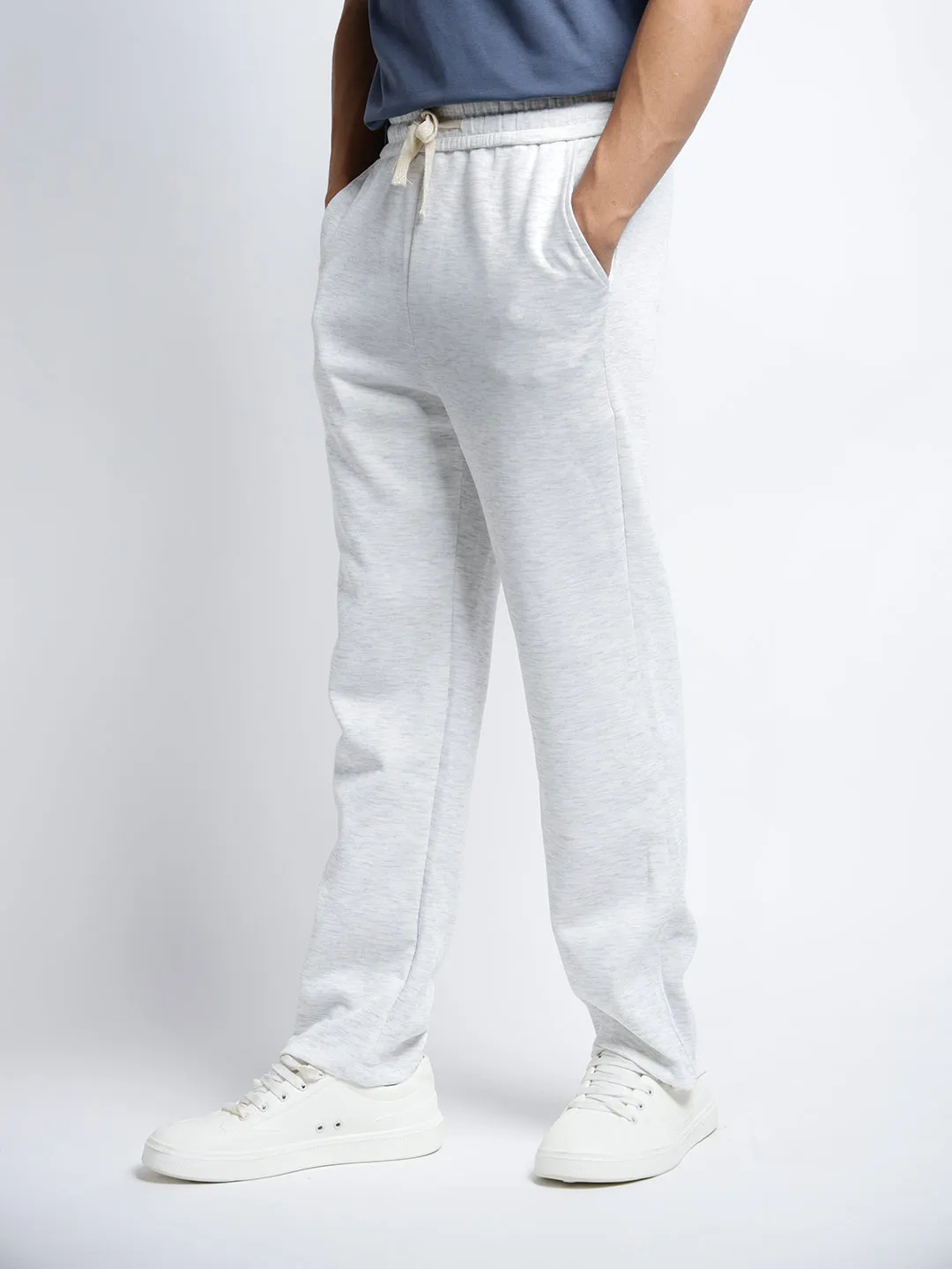 Breathable layers Cropped hem Men's Grey Regular Fit Trousers