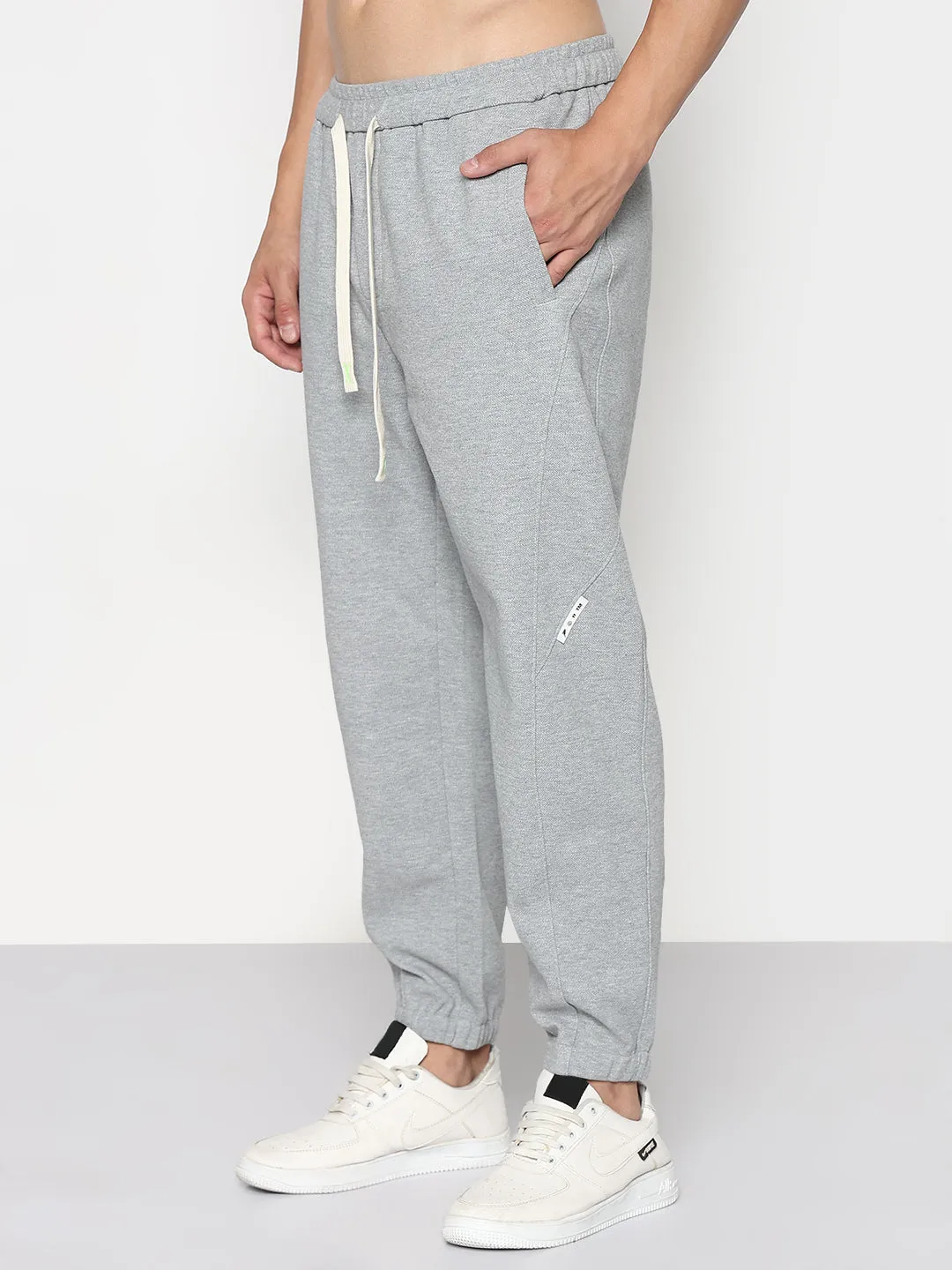 Casual Fit DurablePolyester Men's Grey Relaxed Fit Joggers