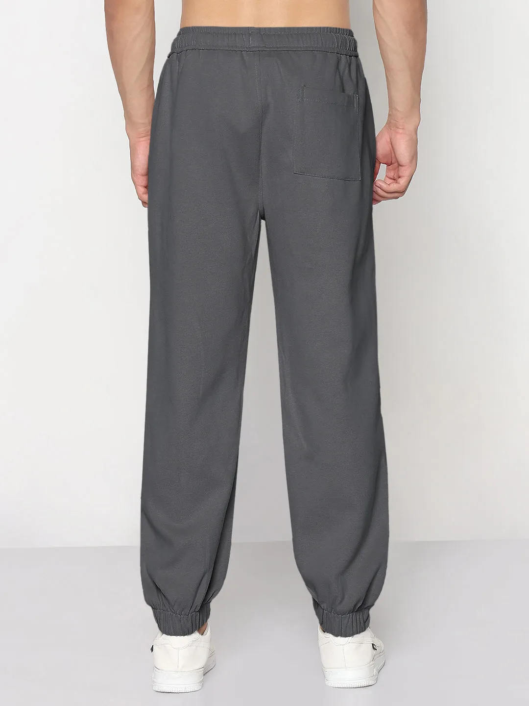 Men's Grey Relaxed Fit Joggers Functional Waist Quick Access