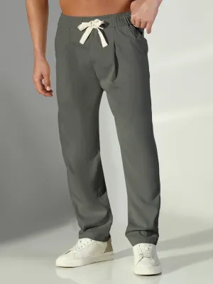 Men's Grey Relaxed Fit Korean Trouser Side zipper