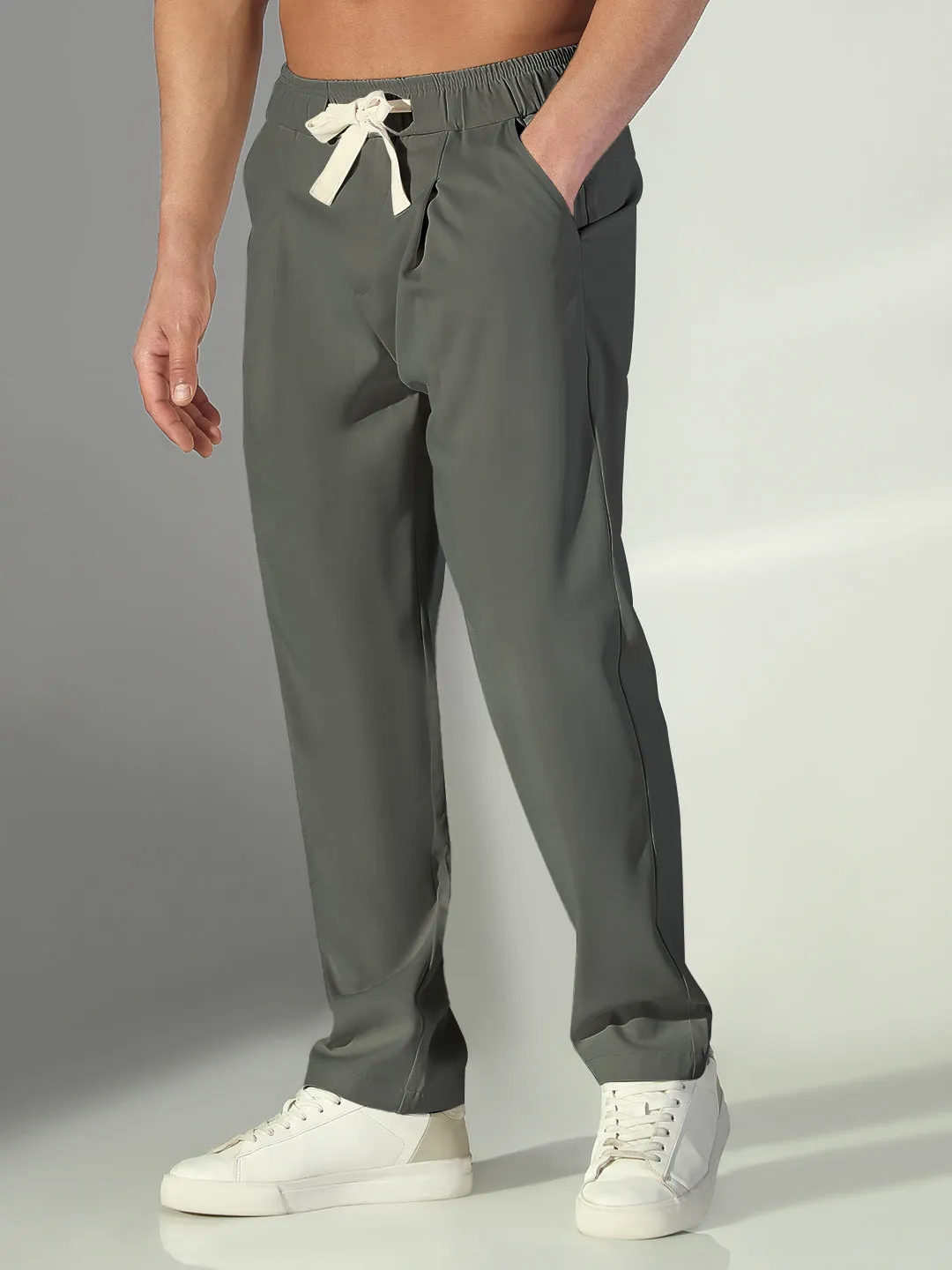 Men's Grey Relaxed Fit Korean Trouser Timeless Comfort Fit Effortless Fit