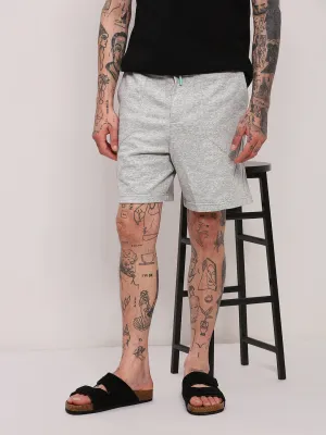Slim Waistband Men's Grey Solid Mid Rise Shorts