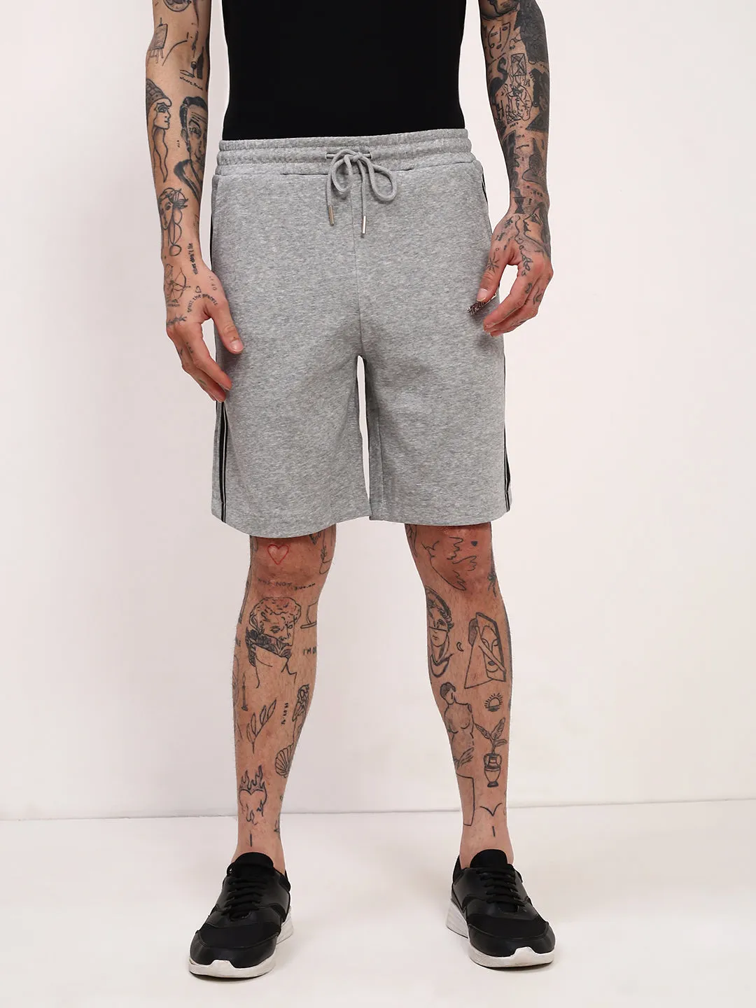 Men's Grey Solid Regular Fit Shorts Daily Essential EcoFriendlyMaterials